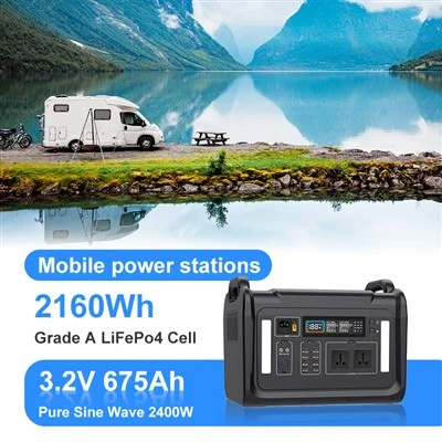 Stesen Kuasa Suria Kecemasan Luaran 2400W Bateri Lithium Portable 2160Wh